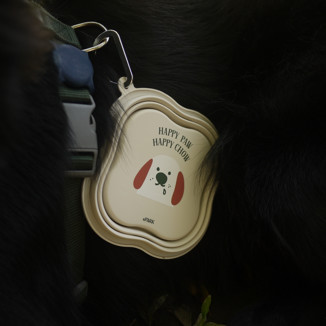 Pets PaRK | 狗狗自己揹摺疊碗－灰／米