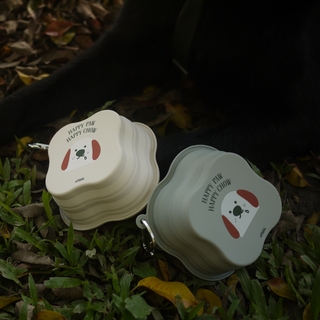 Pets PaRK | 狗狗自己揹摺疊碗－灰／米