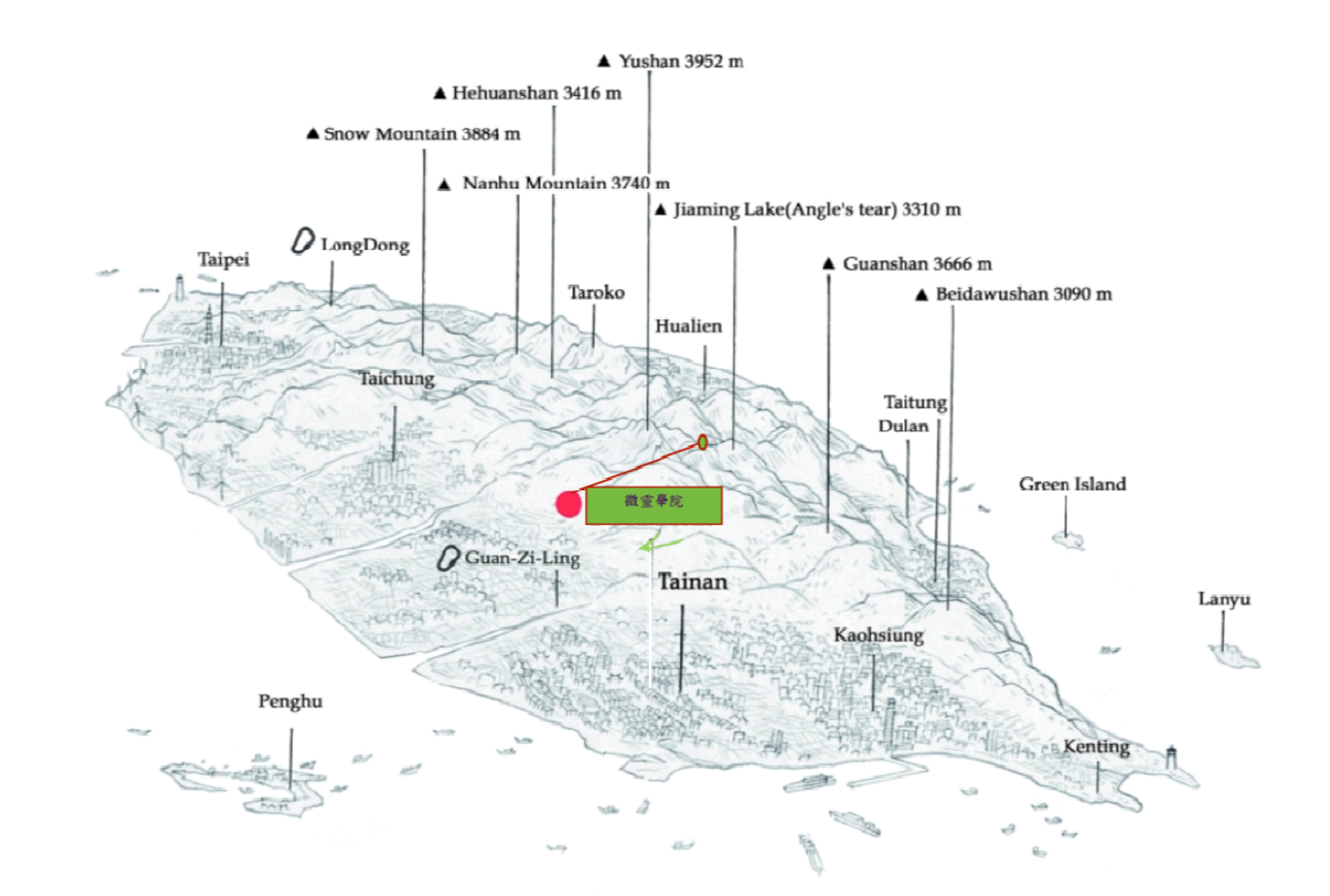 <p>微靈學院所在地(改編自網路圖)</p>