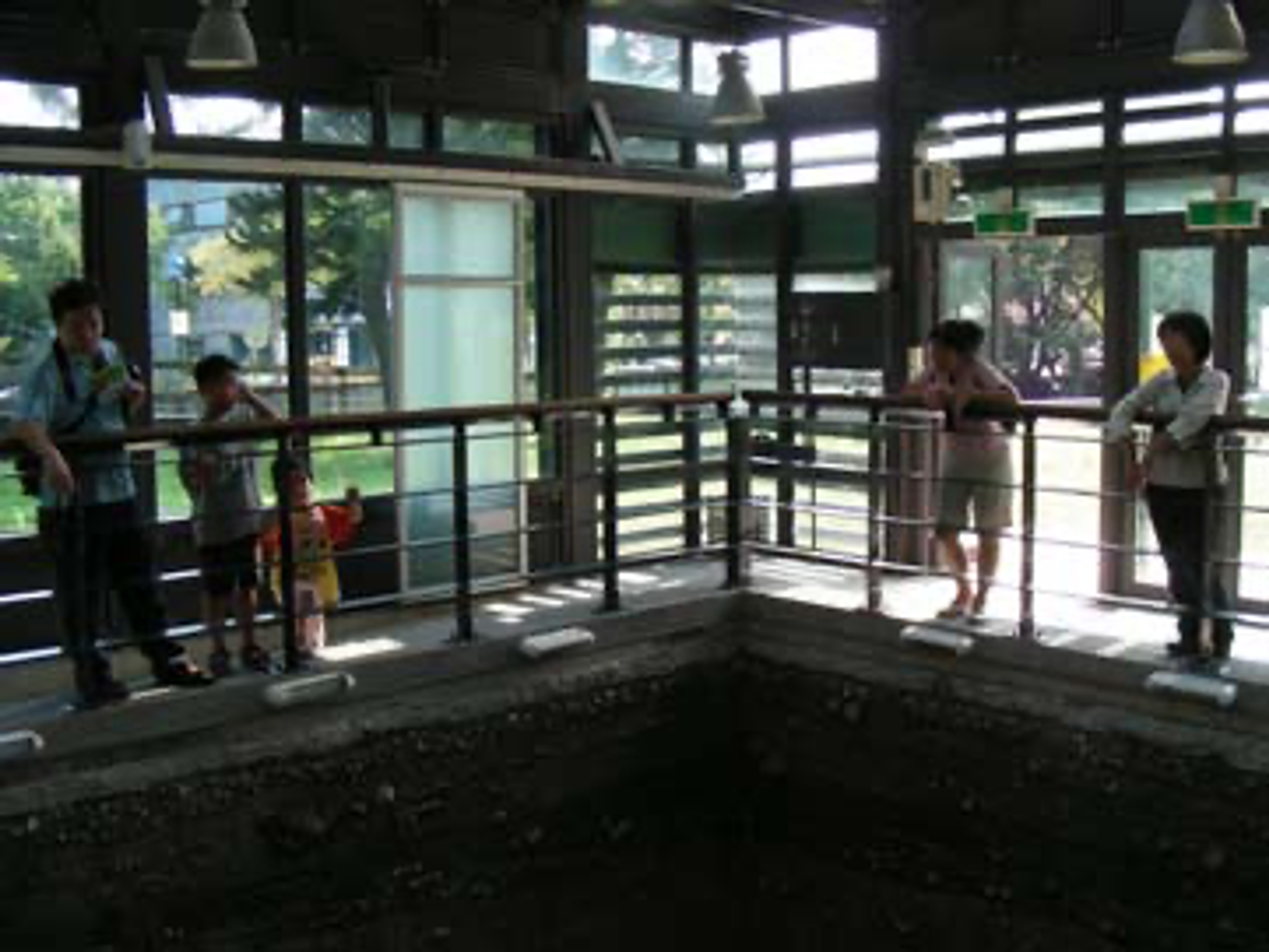<p class="ql-align-center">導覽人員向民眾解說芝山岩文化史蹟公園的考古探坑。（陳伯楨提供）</p>