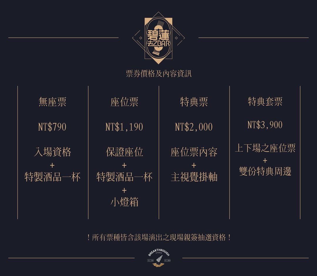 <p>請注意，隨票附贈之周邊商品為演出日限定，無通販、無補寄、無單獨販售，未於現場領取或購買視同放棄，恕不補發。</p>