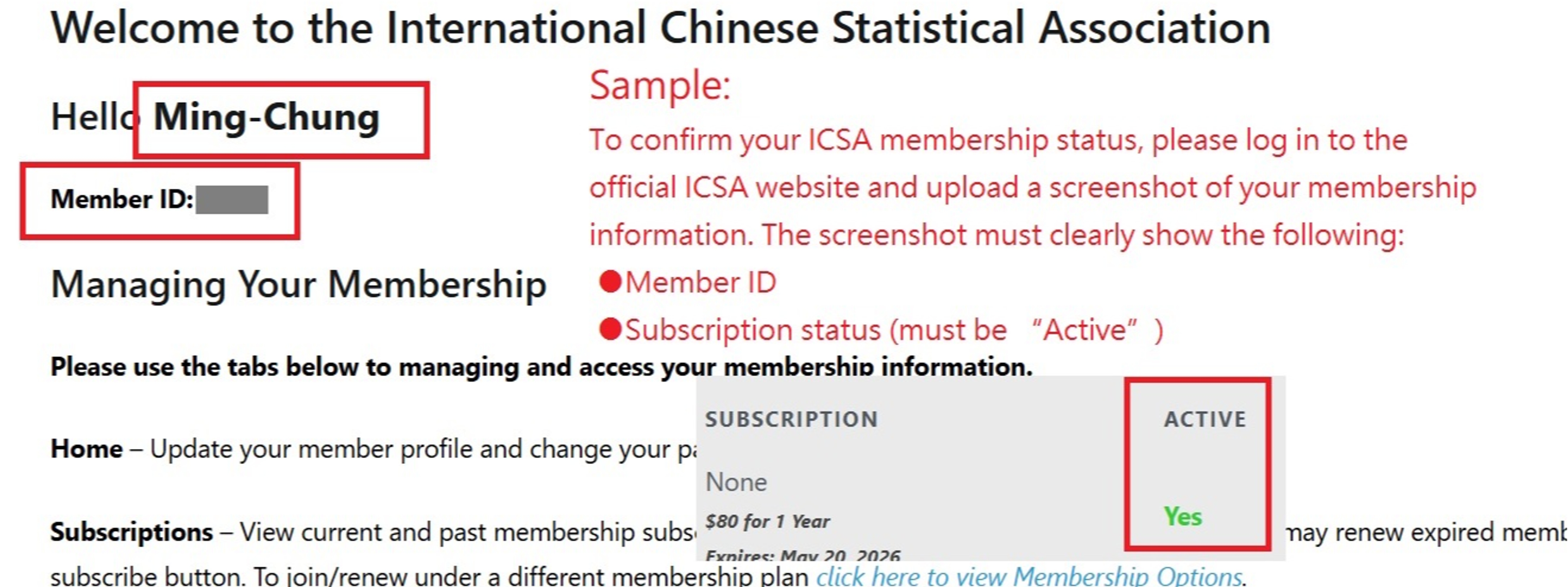 Verify your ICSA membership at https://www.icsa.org/login/