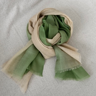 抹茶拿鐵_手工純羊絨圍巾 (現貨)