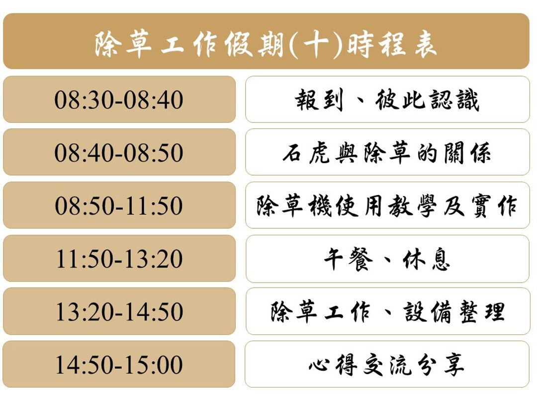 <p>可能依現場狀況進行調整</p>