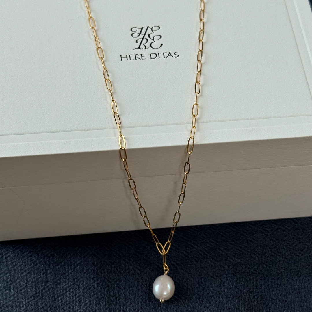 HERE DITAS PEARL NECKLACE K金單珠項鍊(預購)