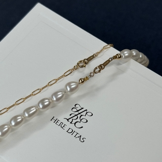 HERE DITAS PEARL DOUBLE NECKLACE 金項鍊組(現貨)