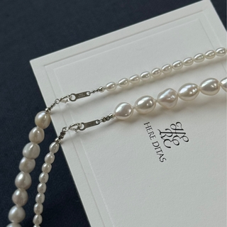 HERE DITAS PEARL DOUBLE NECKLACE 銀項鍊組(預購)