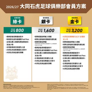 2026/27大同石虎俱樂部會員方案