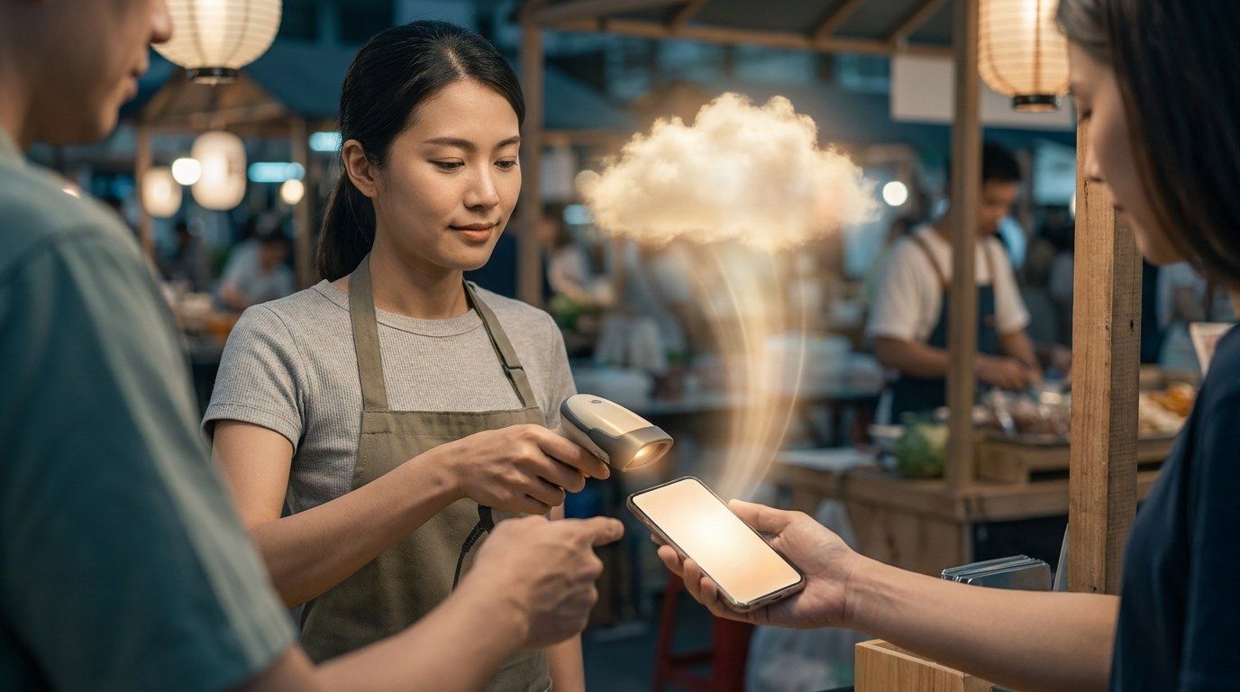 電子發票的攤位日常:結帳當下開立,載具一掃即存——紙本、作廢、補開都有後台。