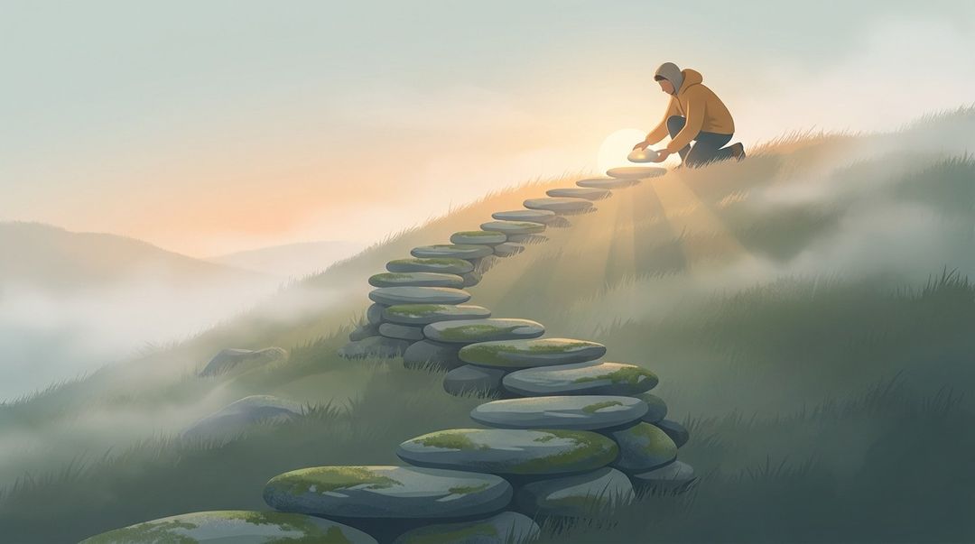 <p>一次搬起巨石很難;每次放一顆小石頭,最後你會有一座樓梯。</p>